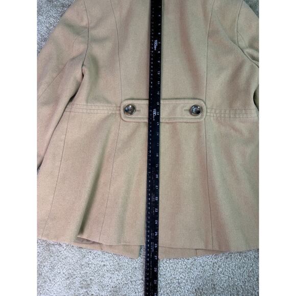 Old Navy Camel Tan Button Front Wool Blend Coat Women S Sz Large Retro Vtg Look - Picture 11 of 11